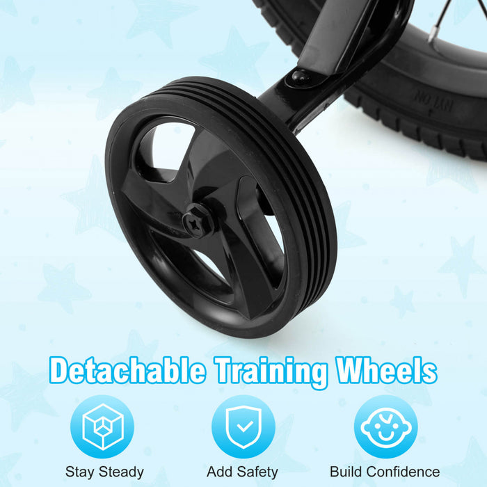 Costway 18\" Kid's Bike With Training Wheels Adjustable Handlebar & Seat Handbrake Black
