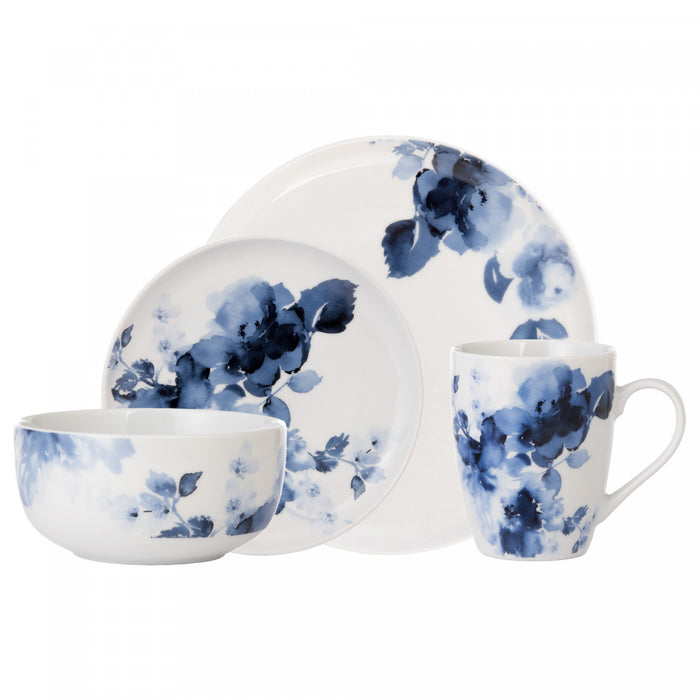 H2K Midnight Roses 16-Piece Porcelain Dinnerware Set