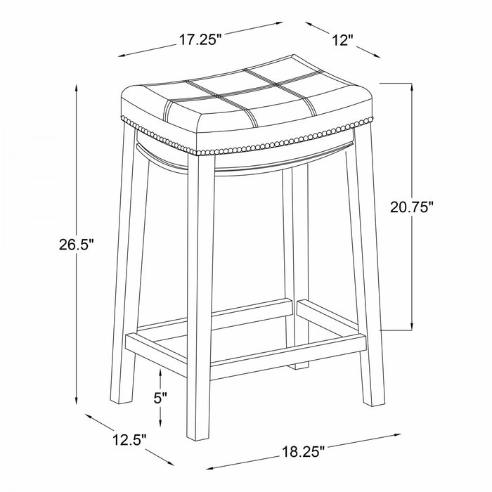 Claridge Faux Leather Black Backless Counter-Height Stool - Set of 2