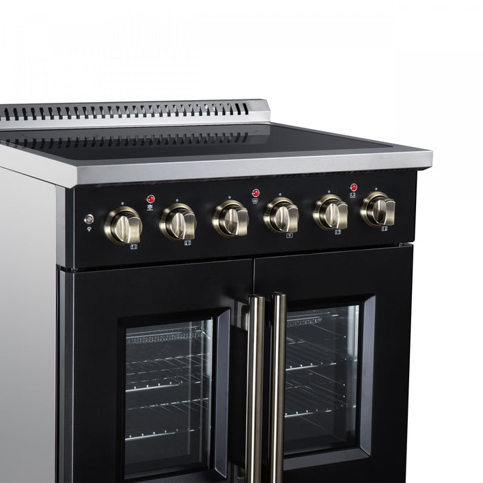 Galiano 30 Inch French Door Electric Range, 4 radiant burners, 4.32 cu.ft., Black - FFSEL6917-30BLK