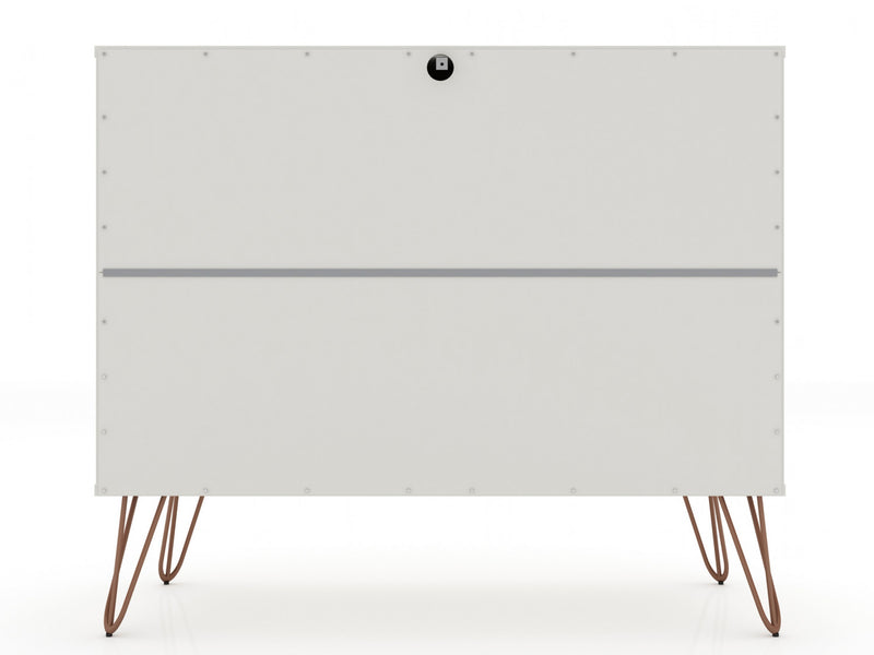 Rockefeller Mid-Century Modern 35\" Dresser in Off White (3-Drawer) - Set of 2