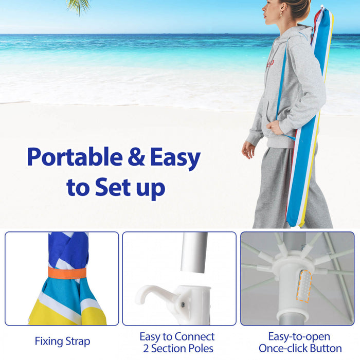Costway 6.5 FT Patio Beach Umbrella Sun Shade Tilt Aluminum Sports Portable Carry Bag