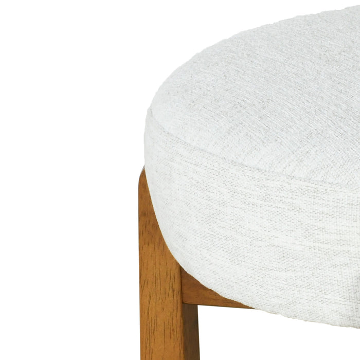 Elise Modern Round Seat Rubberwood Bar Stool Set of 2 with Curved Back Support and Sherpa Upholstery,Ivory
