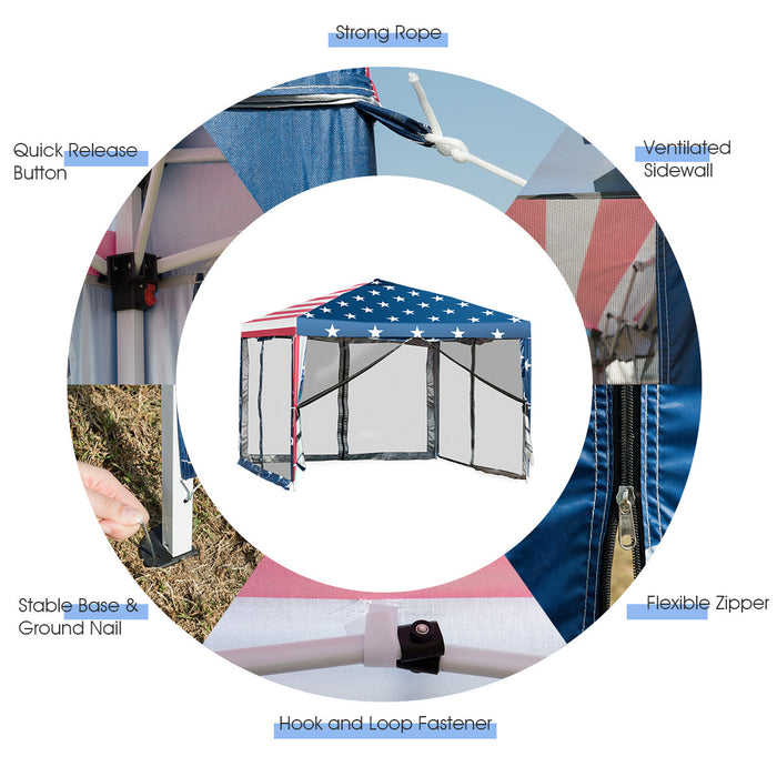 Costway 10'x10' Fodling Pop Up Tent Gazebo Canopy Mesh Sidewall