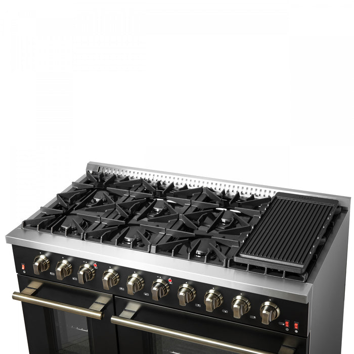 Forno Galiano 48-inch Gas Range Black, 6.58 cu.ft. Double Ovens - FFSGS6244-48WHT