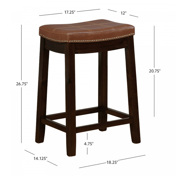 Claridge Faux Leather Backless Counter-Height Stool - Cognac