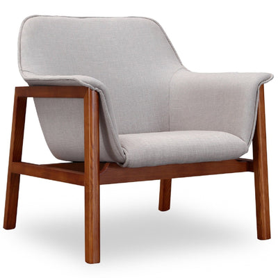 Manhattan Comfort Miller Linen Weave Accent Chair - Grey & Walnut|Fauteuil d’appoint Miller de Manhattan Comfort en lin tissé - gris et noyer