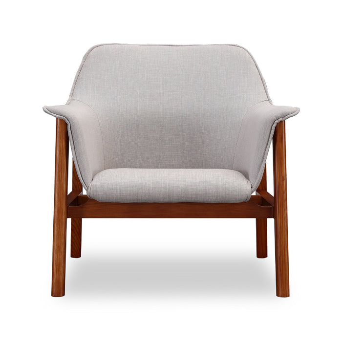 Manhattan Comfort Miller Linen Weave Accent Chair - Grey & Walnut