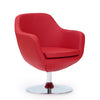 Manhattan Comfort Caisson Polished Chrome Faux Leather Swivel Accent Chair - Red