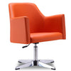 Manhattan Comfort Pelo Polished Chrome Faux Leather Adjustable Height Swivel Accent Chair - Orange