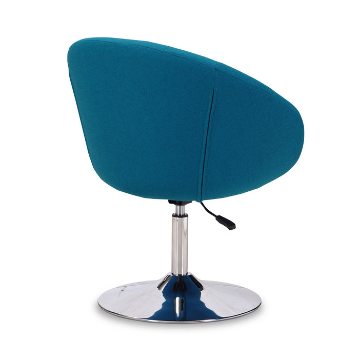 Manhattan Comfort Hopper Polished Chrome Wool Blend Adjustable Height Chair - Blue