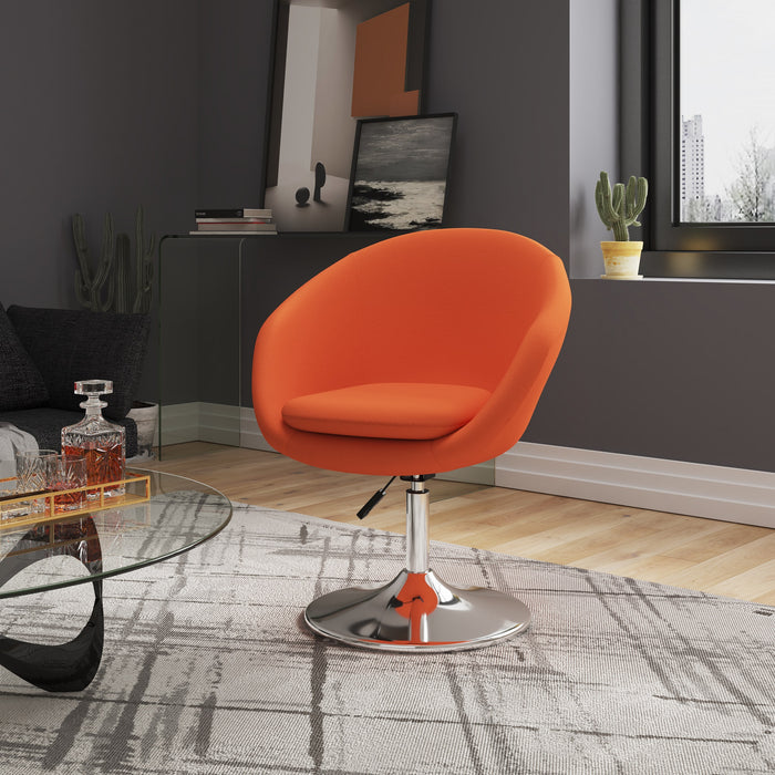 Manhattan Comfort Hopper Polished Chrome Wool Blend Adjustable Height Chair - Orange