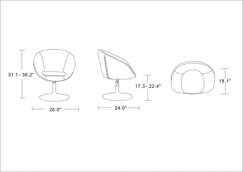 Manhattan Comfort Hopper Polished Chrome Wool Blend Adjustable Height Chair - Red