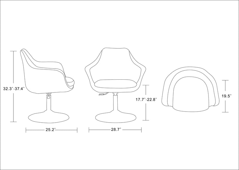 Manhattan Comfort Kinsey Polished Chrome Wool Blend Adjustable Height Swivel Accent Chair - Red