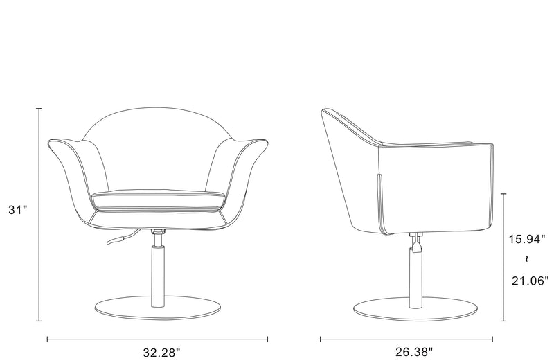 Manhattan Comfort Voyager Brushed Metal Woven Swivel Adjustable Accent Chair - Orange