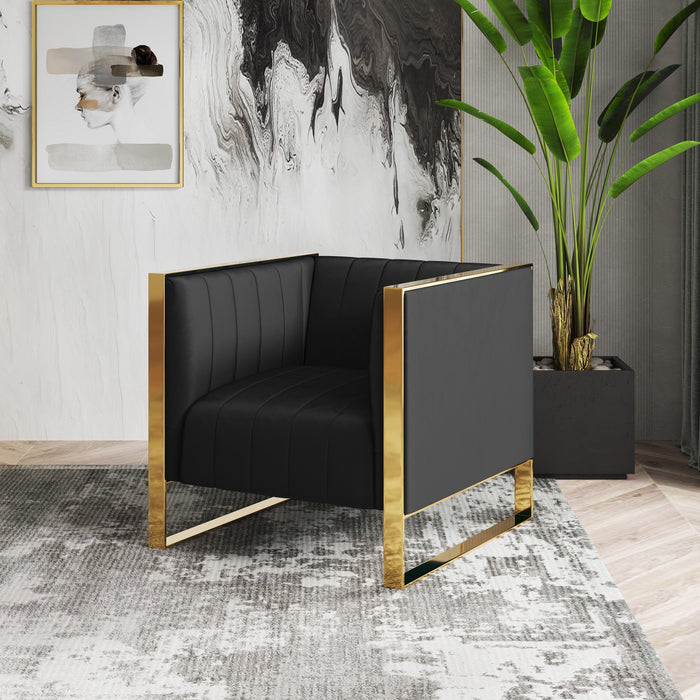 Manhattan Comfort Trillium Velvet Accent Chair - Black & Gold