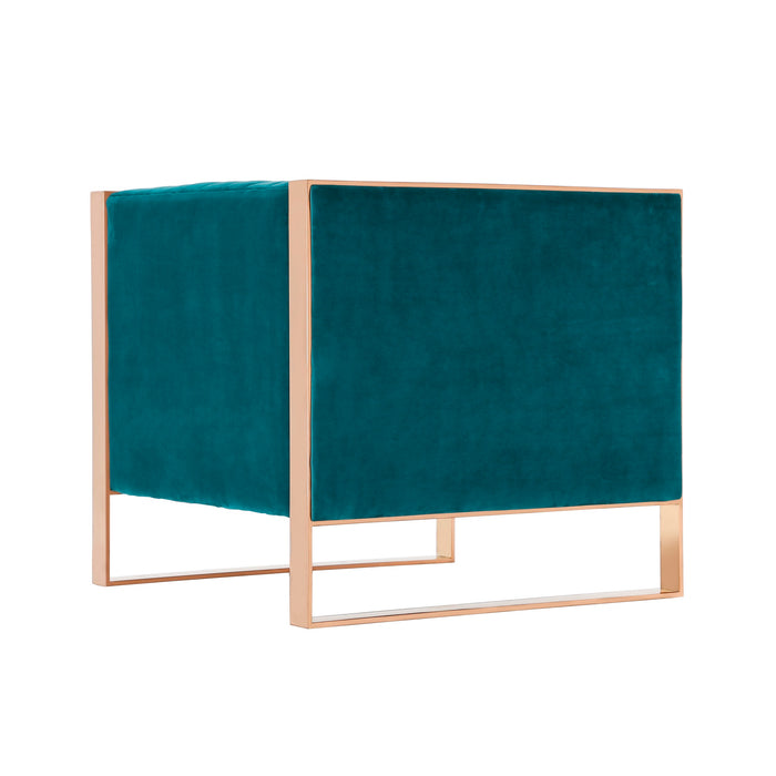 Manhattan Comfort Trillium Velvet Accent Chair - Teal & Gold