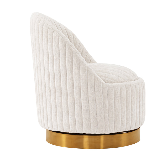 Manhattan Comfort Modern Leela Swivel Chenille Accent Chair - Cream