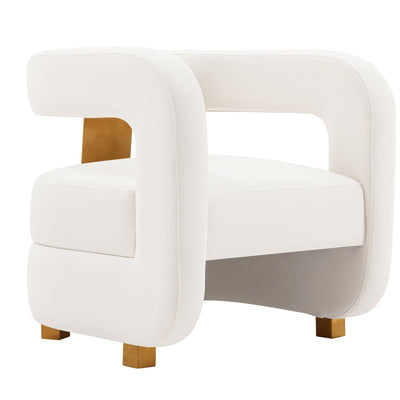Manhattan Comfort Modern Amirah Velvet Accent Chair - White|Fauteuil d’appoint moderne Amirah de Manhattan Comfort en velours - blanc