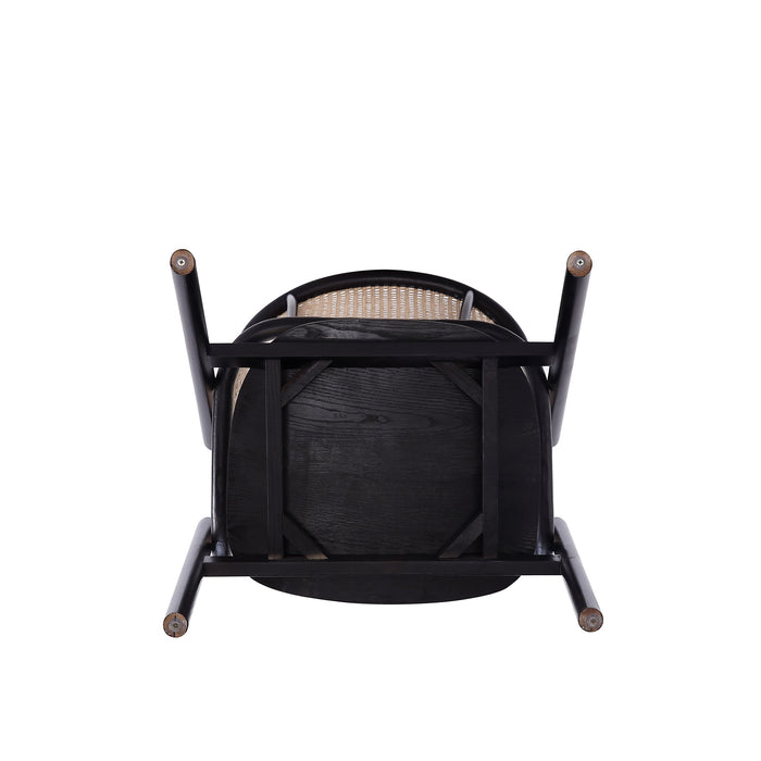 Manhattan Comfort Versailles Armchair - Black & Natural Cane