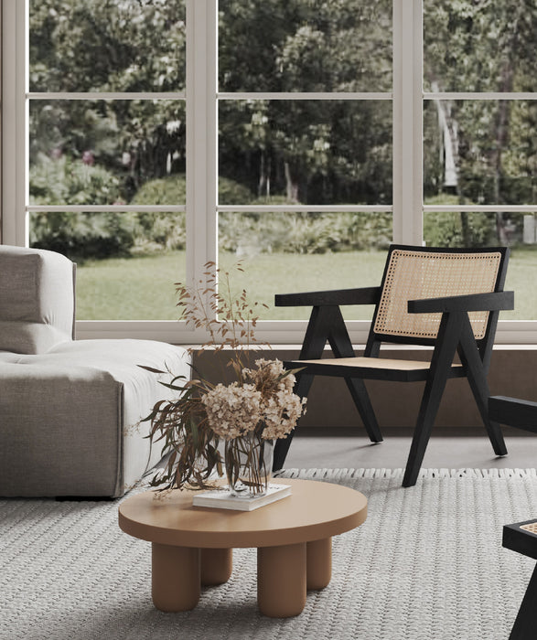 Manhattan Comfort Hamlet Accent Chair - Black & Natural Cane