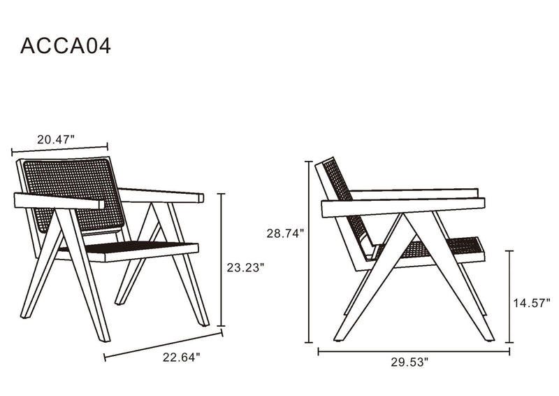 Manhattan Comfort Hamlet Accent Chair - Black & Natural Cane