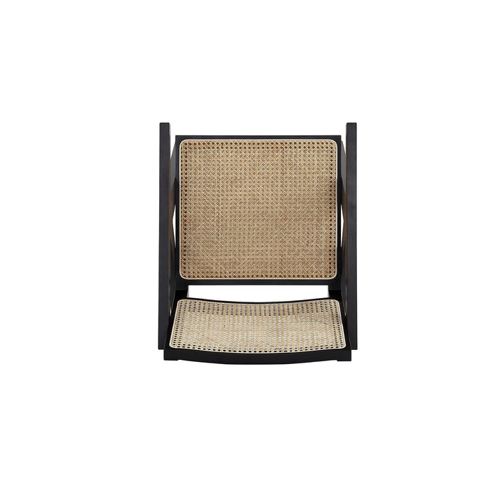 Manhattan Comfort Hamlet Accent Chair - Black & Natural Cane