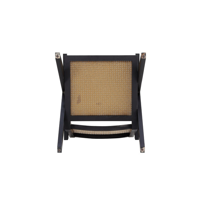 Manhattan Comfort Hamlet Accent Chair - Black & Natural Cane