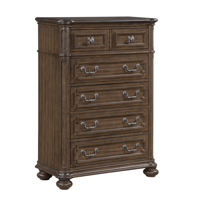 Ambrose Bedroom Chest of Drawers with Lift-Top Storage Tray, 6-Drawer, 38\"W x 52.5\"H – Brown