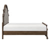 Ambrose Panel Bed with Headboard & Frame, Wooden, Fabric, Brown - King Size | Lit à panneaux Ambrose en bois et en tissu avec tête de lit et cadre de lit, brun - format très grand lit