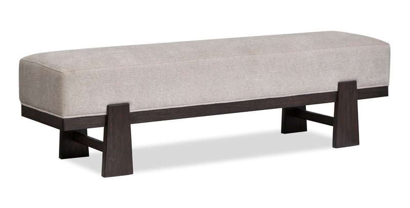 Arden Dining Bench with Cushion Fabric Seat, Wood, 47.24\"W - Espresso Brown/Beige