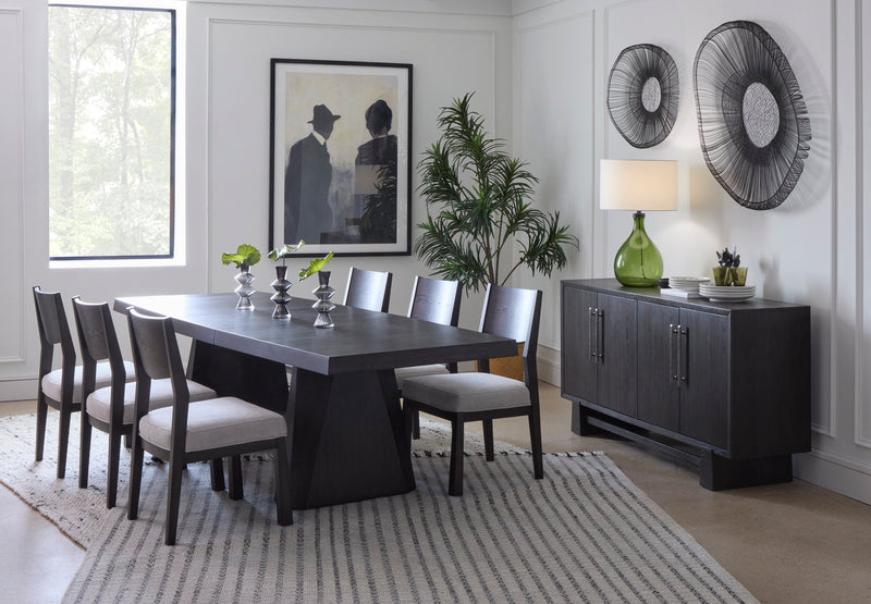 Arden 7pc Extension Dining Set with Table & 6 Chairs, Trestle Base, 84-108\"W - Espresso Brown