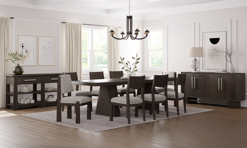 Arden Dining Chair with Cushion Fabric Seat, Wood - Espresso Brown/Beige 