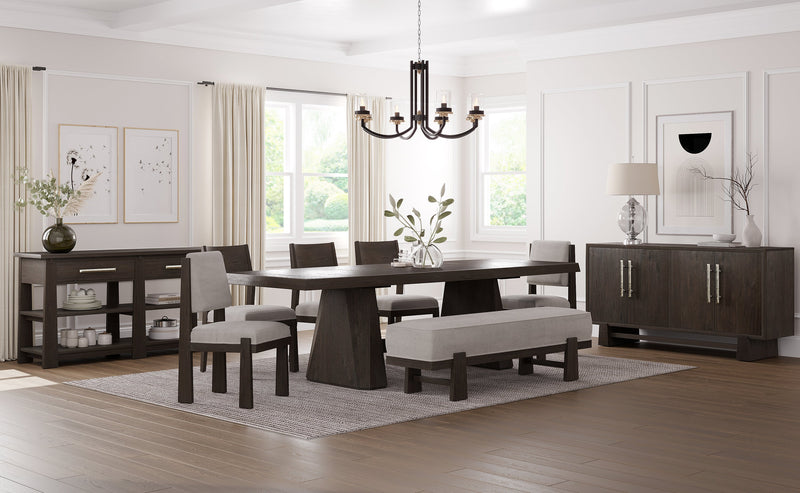 Arden Dining Chair with Cushion Fabric Seat, Wood - Espresso Brown/Beige 