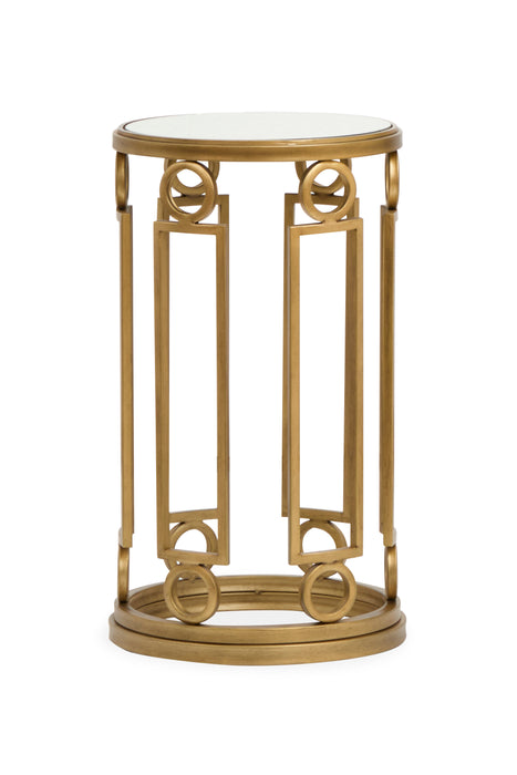 Avondale 14.5\" Accent Table with Glass Top - Burnished Brass
