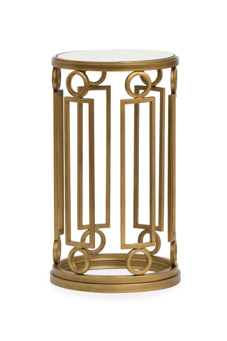 Avondale 14.5\" Accent Table with Glass Top - Burnished Brass