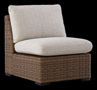 Banff 4-Piece Outdoor Patio Set with 2 Loveseats, Corner Chair & Armless Chair - Brown/Beige 