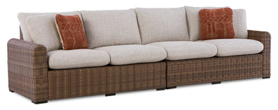 Banff Outdoor Patio RAF/LAF Loveseats, Set of 2 - Resin Wicker & Nuvella Fabric - Brown/Beige | Causeuses de droite et de gauche Banff pour la terrasse à l’extérieur, ensemble de 2 - osier en résine et tissu Nuvella - brunes et beige