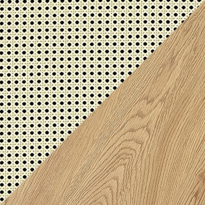 Manhattan Comfort Sheridan Modern Cane Bookcase with Adjustable Shelves - Natural