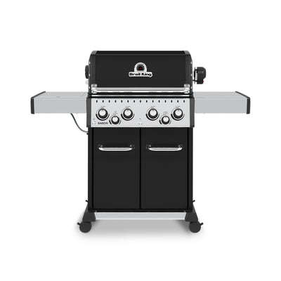 Broil King Baron™ 490 Pro Natural Gas Grill with Side Burner & Rear Rotisserie Burner in Black - 875247|Gril à gaz naturel BaronMC 490 PRO noir de Broil King avec brûleur latéral et brûleur arrière de rôtisserie - 875247