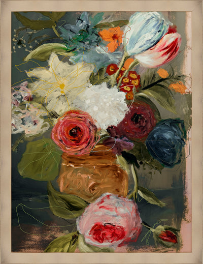 Floral Vase Framed Linen Finish Art – 27" x 35" | Œuvre d’art encadrée au fini lin « Floral Vase » - 27 po x 35 po