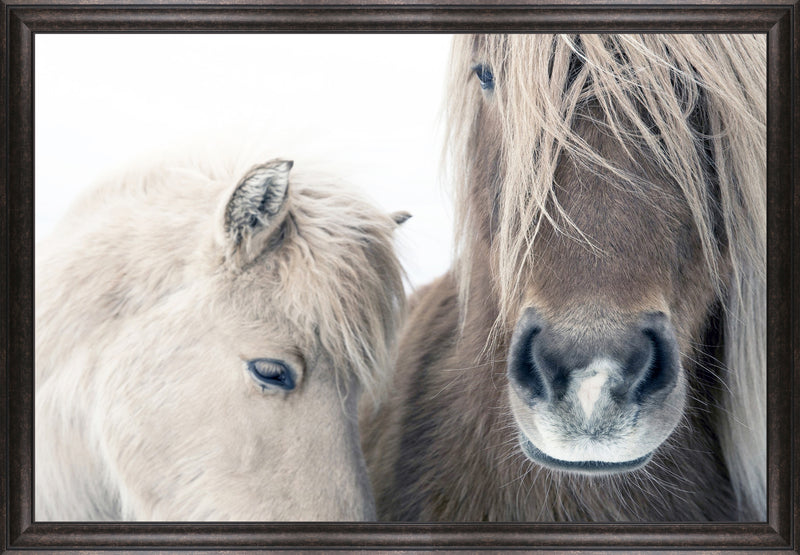 Two Horses Framed Stucco Art – 27.25\" x 39.25\"