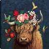 Floral Bull Canvas Wall Art – 24\" x 24\"