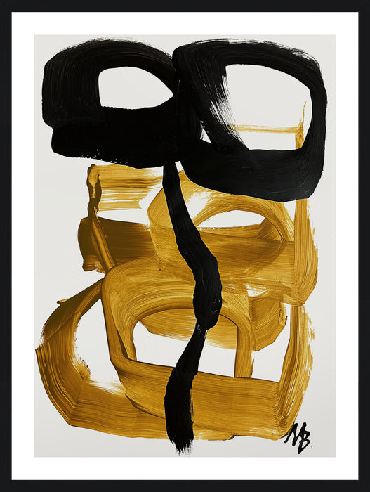 Black Dominates No. 13 Framed Artwork Raised Under Glass with Mat - 26\" x 34\"