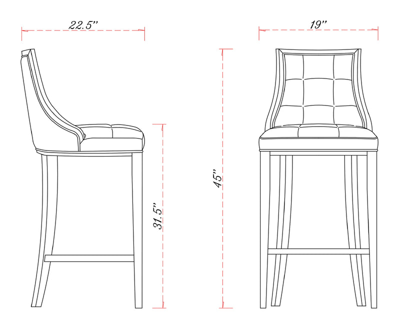 Manhattan Comfort Fifth Avenue Faux Leather Barstool - Light Grey