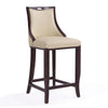 Manhattan Comfort Emperor 41\" Beech Wood Barstool - Cream & Walnut