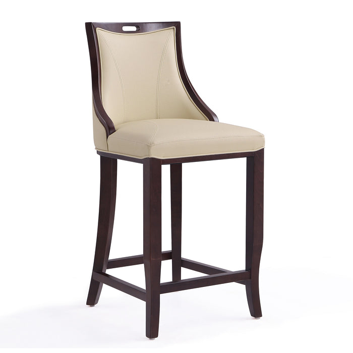 Manhattan Comfort Emperor 41\" Beech Wood Barstool - Cream & Walnut
