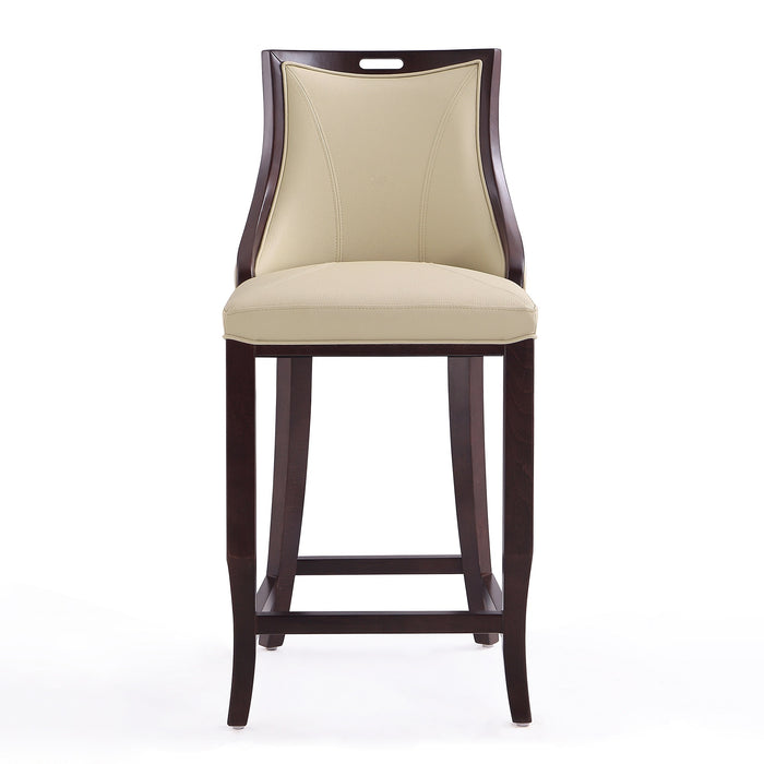 Manhattan Comfort Emperor 41\" Beech Wood Barstool - Cream & Walnut