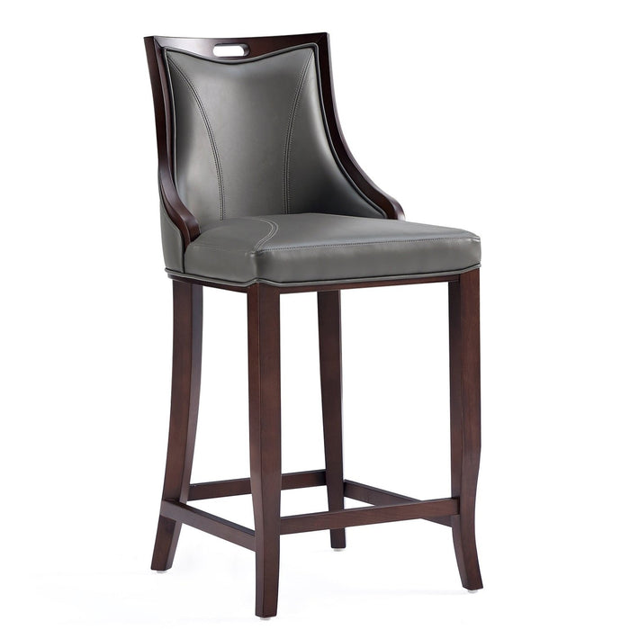 Manhattan Comfort Emperor Faux Leather Barstool - Pebble Grey