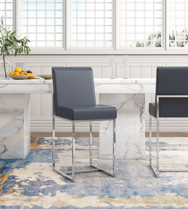 Manhattan Comfort Element 42.13\" Polished Chrome Stainless Steel Barstool - Graphite